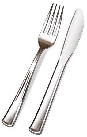 Heavy Duty Fancy Plastic Silverware. Durable, Elegant and perfect for parties, weddings, and catering events.