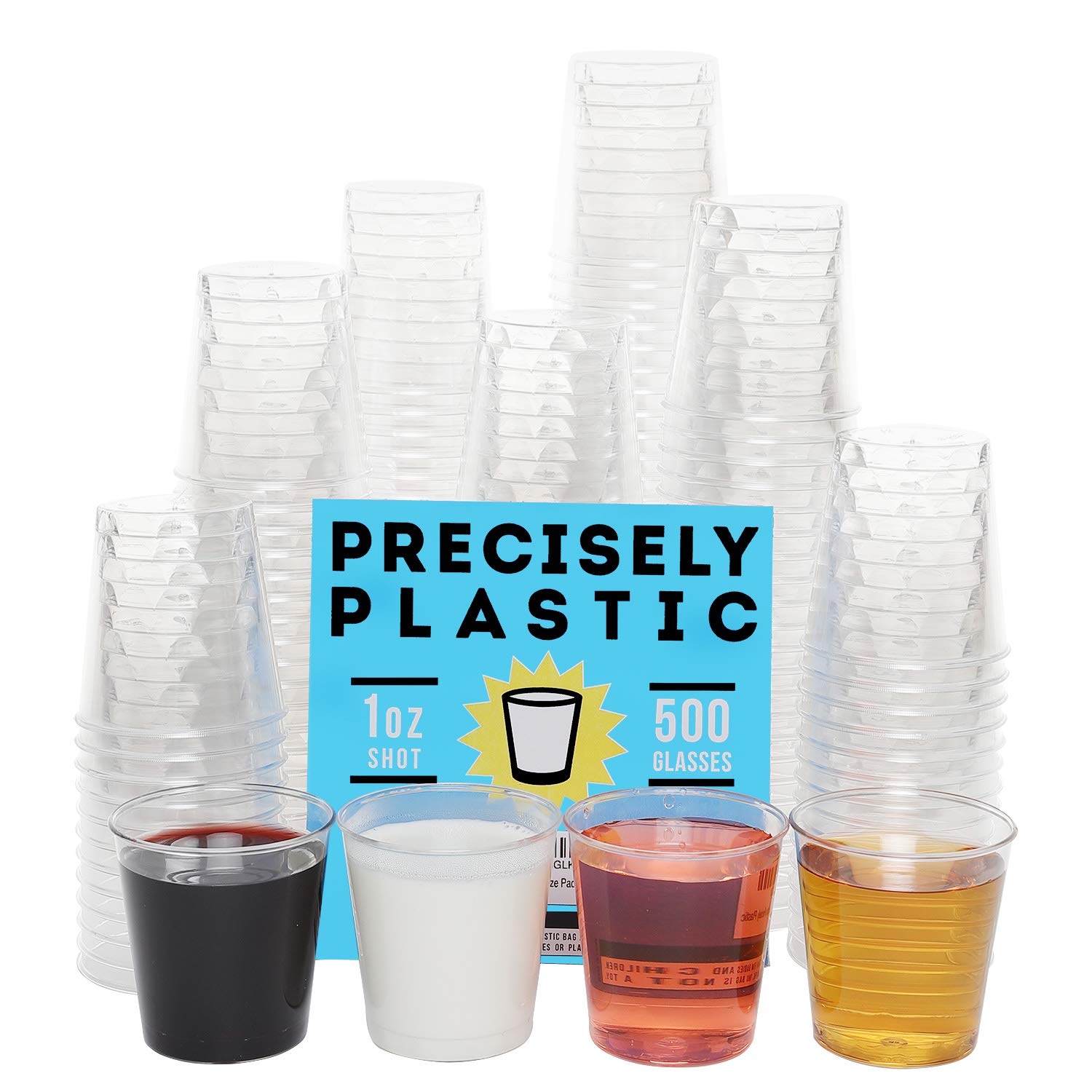 Tioncy 300pcs 1oz Plastic Shot Glasses, Reusable Mini Cups